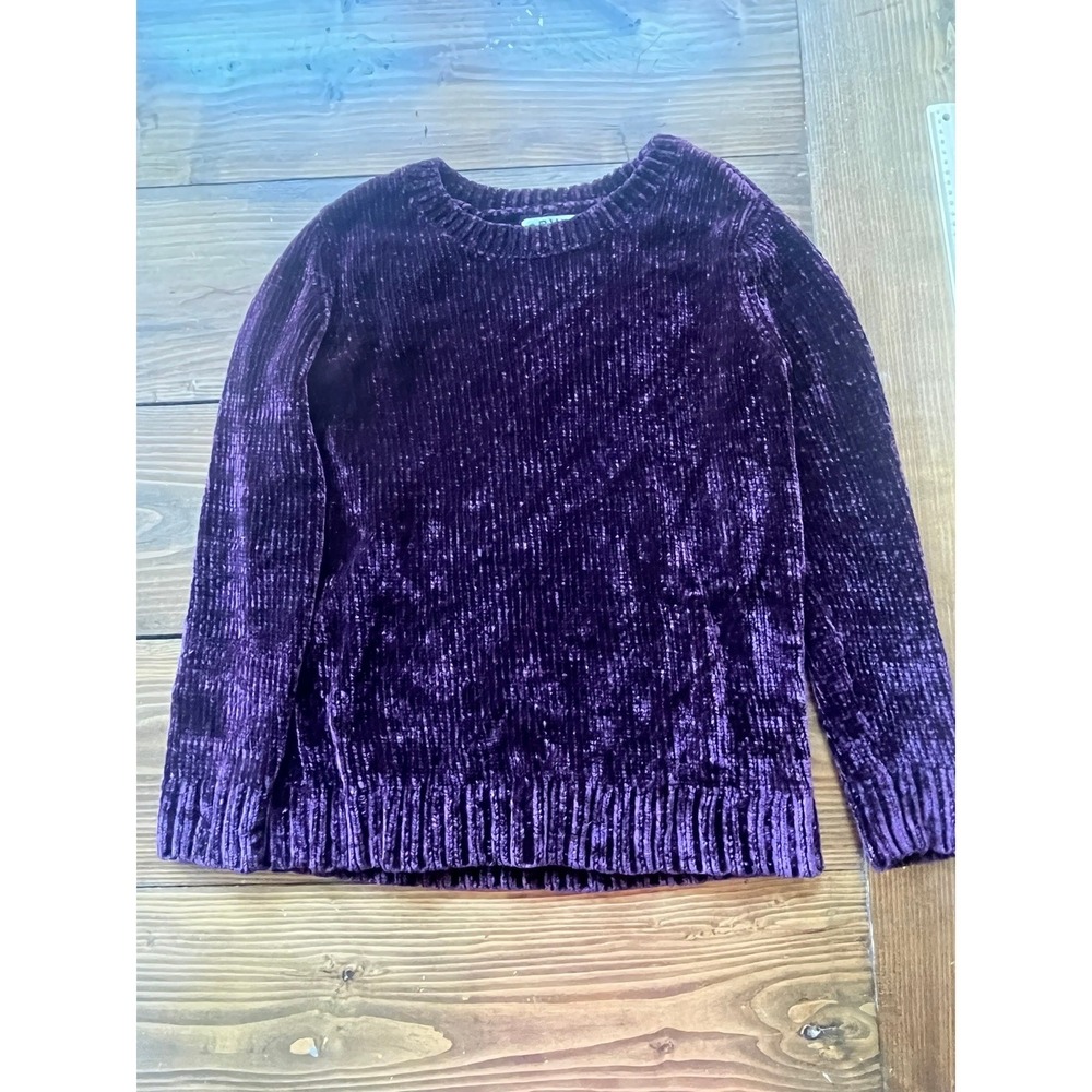 Orvis Classic Collection Womens Purple Chenille Knit Crewneck Sweater Size M